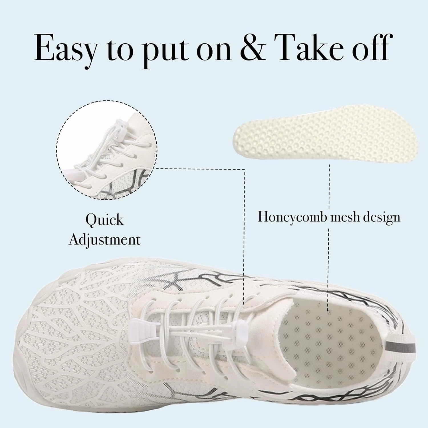 Hike Barefoot Water Shoes for Women Men, Barefoot Shoes with Wide Toe Box, Non-Slip & Quick Dry Breathable Aqua Socks for Beach Pool Aqua Swim Surf Hiking Walking Shoes