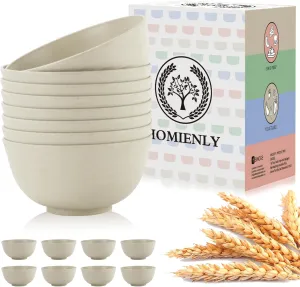 Homienly Wheat Straw Bowls Set of 8, Unbreakable Cereal Bowls, Microwave and Dishwasher Safe Kitchen Bowl Set for Dinner, Soup, Cereal, Snack, Bowl for Kitchen, Camping(Beige, 26 OZ)