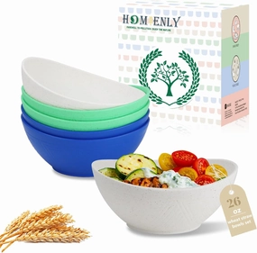 Homienly Wheat Straw Cereal Bowls Set of 6, Unbreakable 26 OZ Oval Bowls for Kitchen, Camping, Party, Lightweight Alternative to Plastic Bowl, Microwave and Dishwasher Safe Bowl Set - Island Series