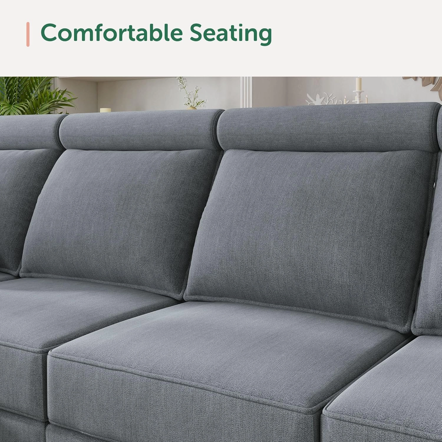 HONBAY Convertible Sleeper Sectional Sofa Bed Modular Sofa with Storage Seat Reversible Sectional Sleeper Sofa Set with Modular Sectional Couch Bed, Bluish Grey