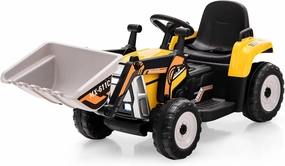HONEY JOY Ride On Excavator, 12V Kids Bulldozer Ride On Car w/Remote Control, Electric Construction Vehicle for Kids Digger, 3 Speeds, Adjustable Digging Bucket, Ride On Tractor for Boys Girls(Yellow)