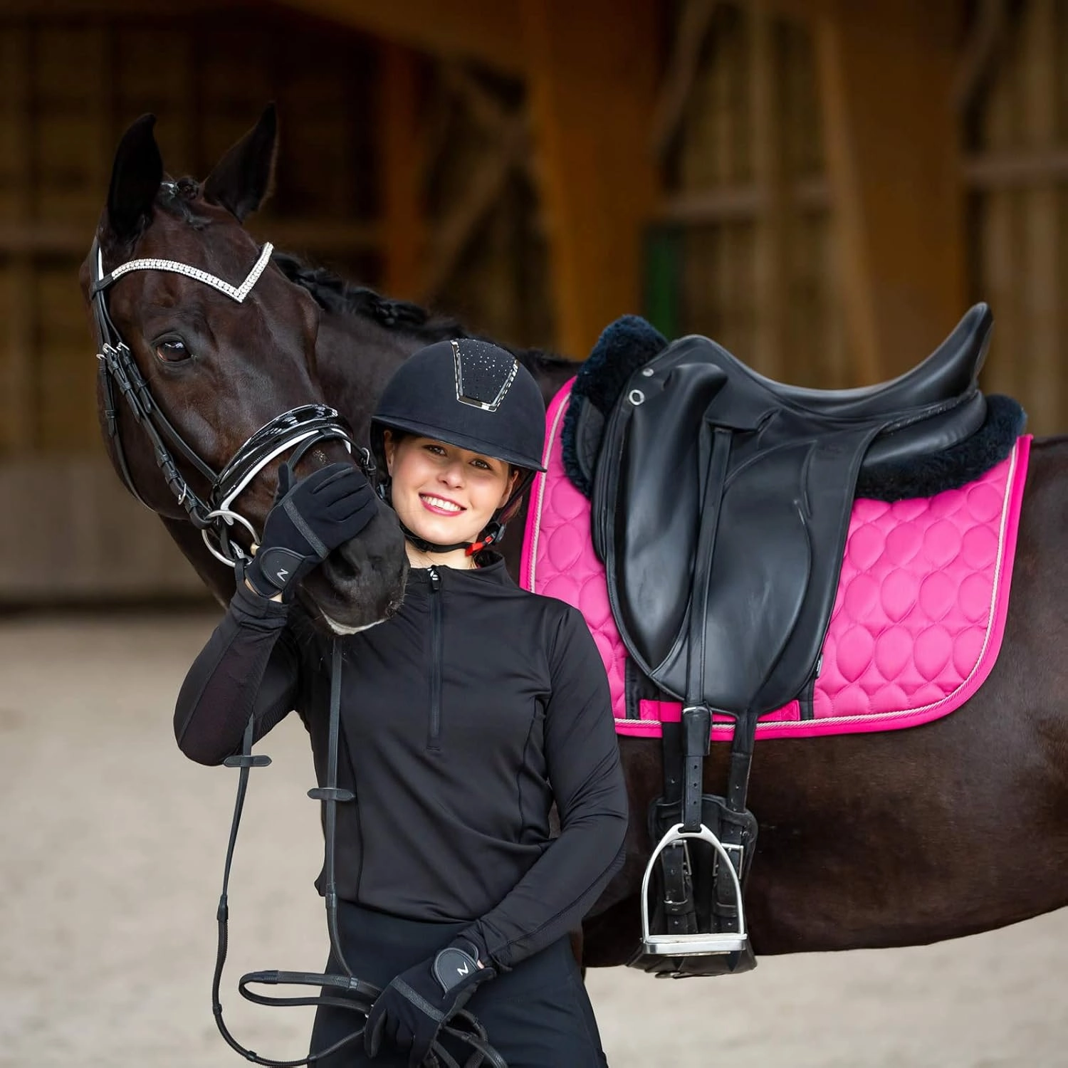 HORZE Grayson Classic Leather Ergonomic Snaffle Dressage Bridle with Detachable Flash