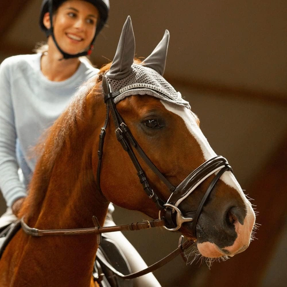 HORZE Grayson Classic Leather Ergonomic Snaffle Dressage Bridle with Detachable Flash