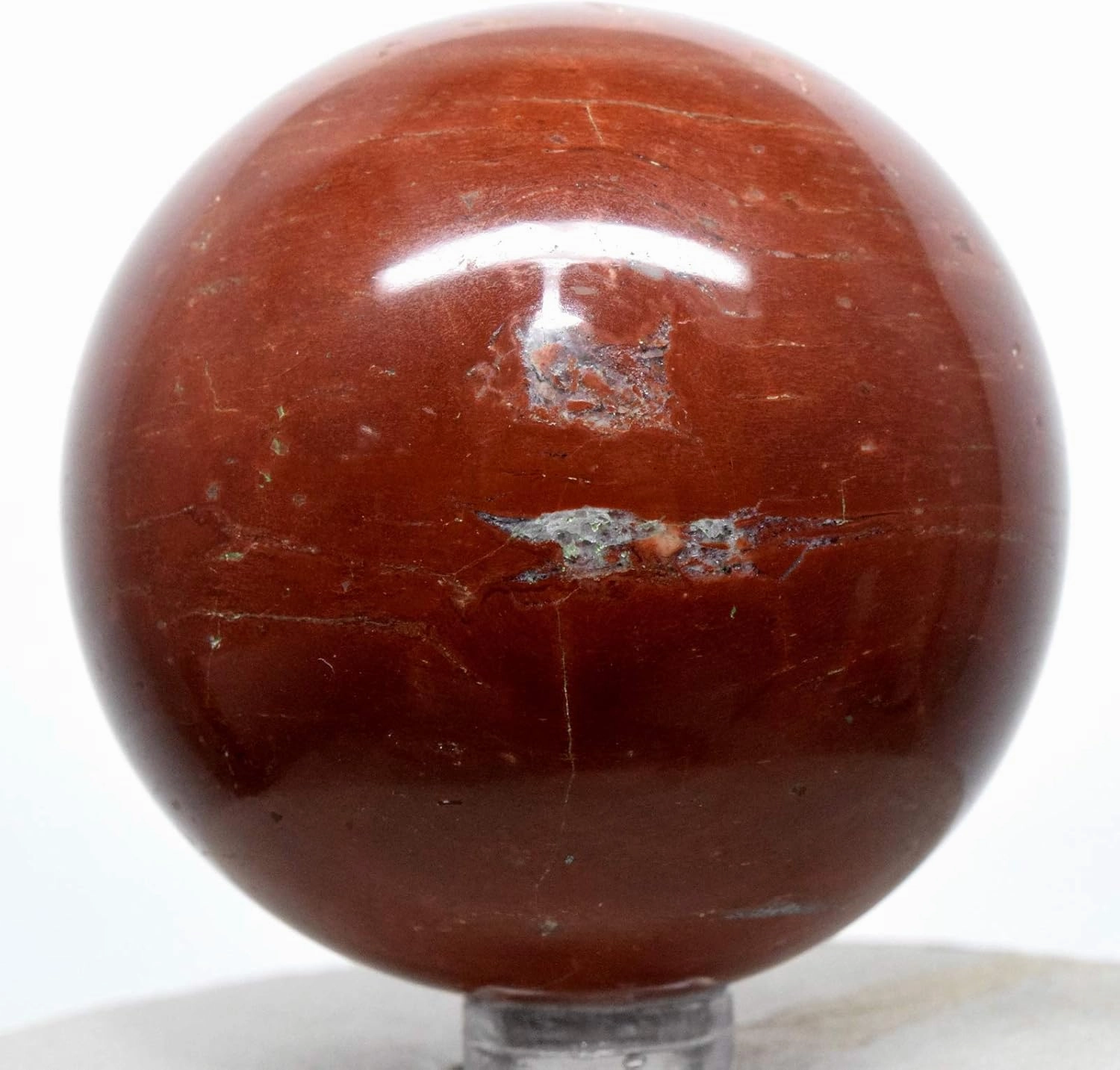 HQRP 2.3" 280g Rich Red Jasper w/Quartz Crystal Sphere Polished Natural Brecciated Gemstone Mineral Specimen Ball from India   Stand