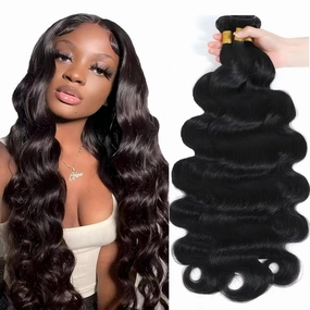 Human Hair Bundles Natural Black Color Body Wave Brazilian Unprocessed Virgin Human Hair Quick Weave Extensions (18 20 22 Inch Natural Body Wave)
