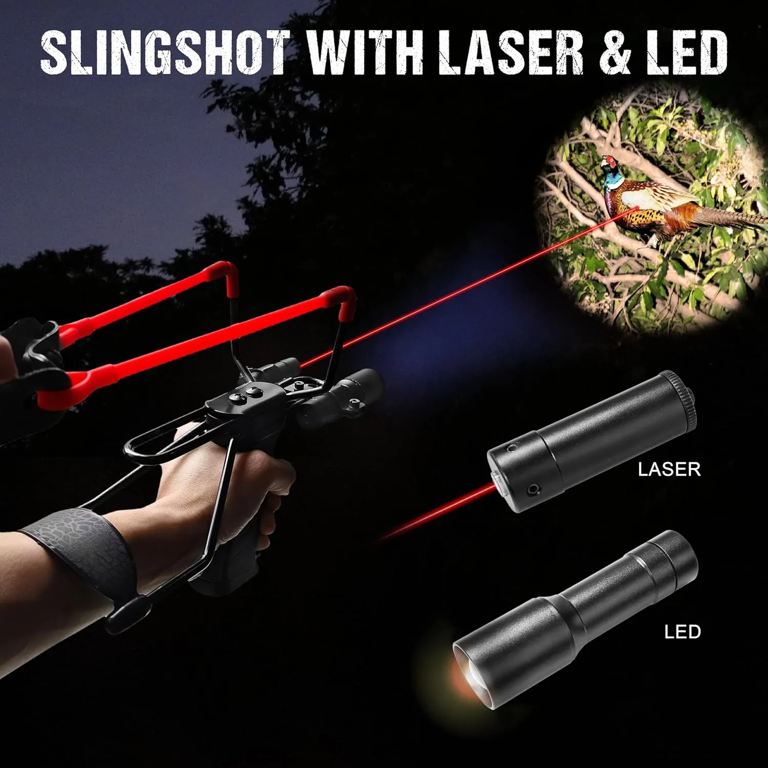 Hunting Slingshot for Adults Wrist Rocket Tactical Slingshots Powerful Professional Slingshot Night Hunting