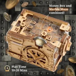 iDventure A-Maze-ing Safe – Schroedinger’s Cat - Cluebox - Marble Run Money Puzzle Box - Interactive 3D Wooden Puzzle