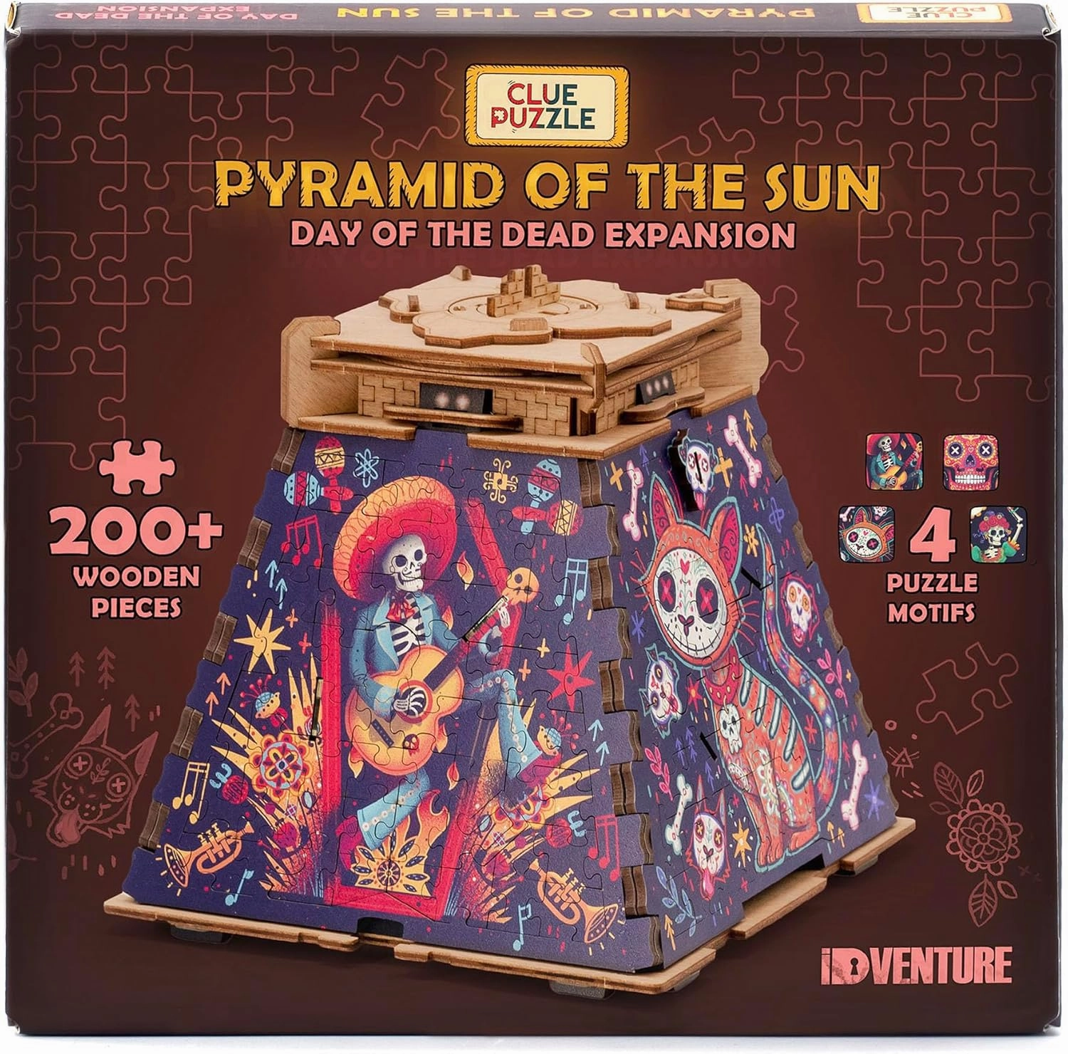 iDventure Cluepuzzle Expansion Day of The Dead | Wooden Puzzle with 200  Pieces | Escape Room Game | Gift Box | 4 Designs | Puzzle Size 20x12 cm | Wooden Puzzles for Adults and 10  | Gift | Hobby