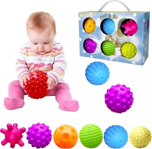 Infant Sensory Ball Set -Bright Colorful Sensory Toys for Babies Explore Texture with Delightful Massage Soft Balls,Baby Ball Toy for Babies 6-12 Months 6 PCS