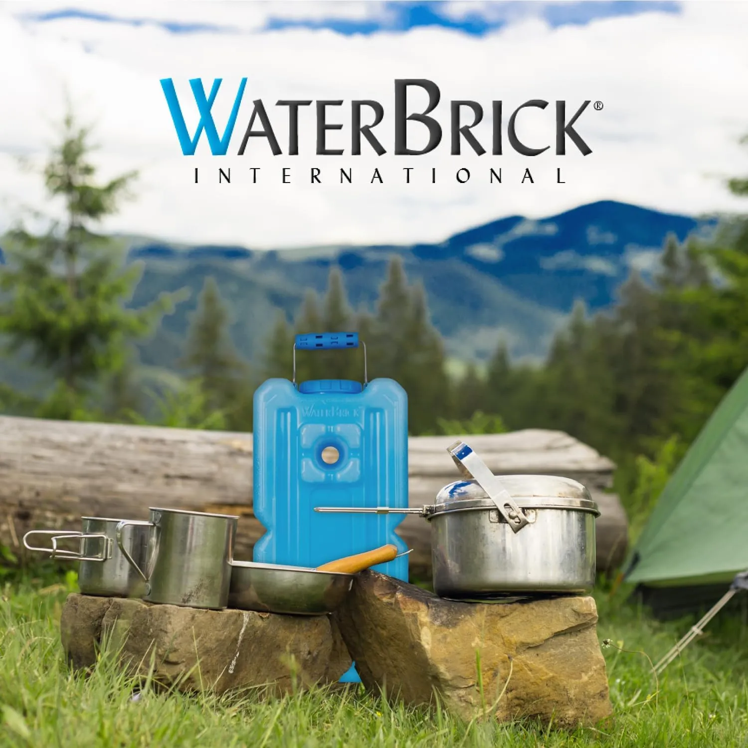 International Water Storage Containers for Emergency Water Storage | 6-Pack of Stackable 3.5 Gallon Water Container Bricks | Food-Grade HDPE Plastic | BPA-Free | STD Blue