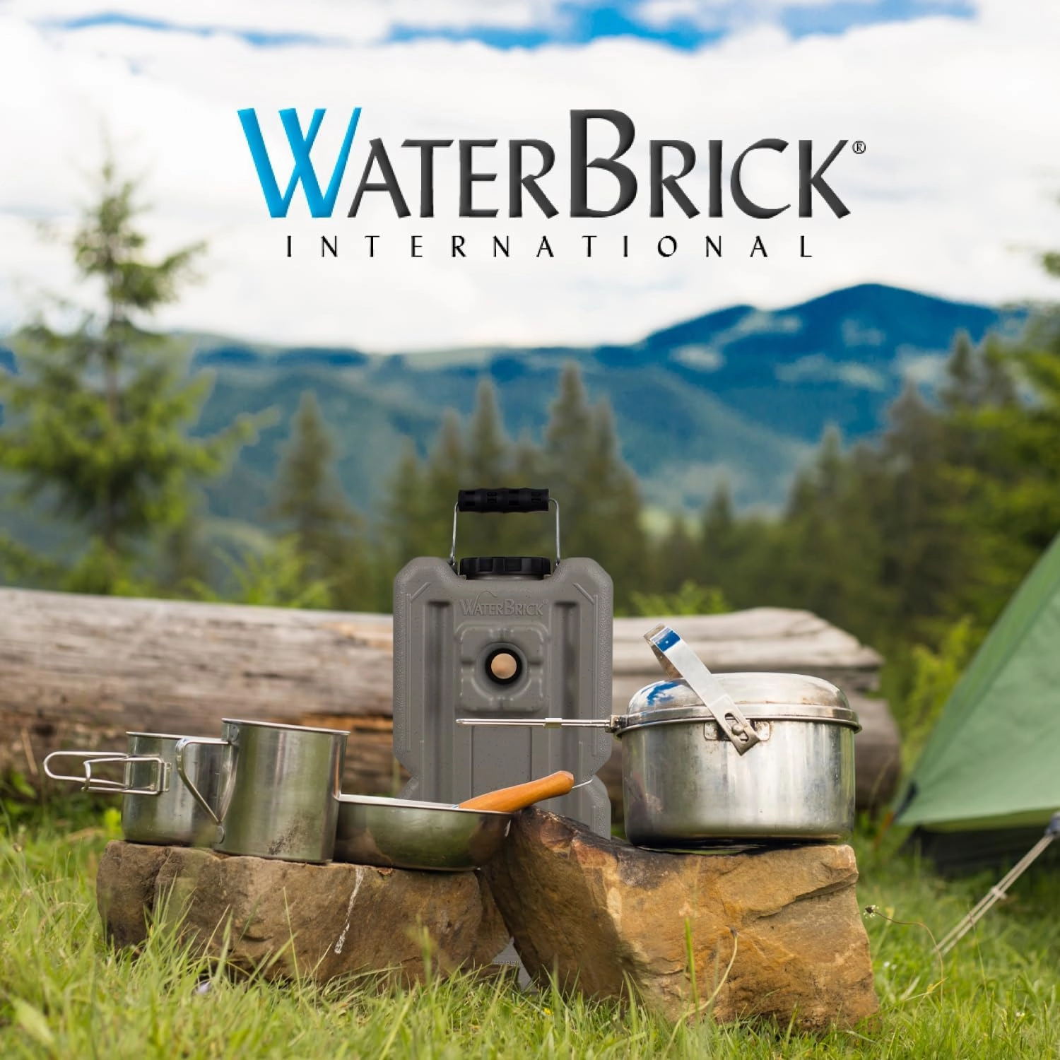 International Water Storage Containers for Emergency Water Storage | 4-Pack of Stackable 3.5 Gallon Water Container Bricks | Food-Grade HDPE Plastic | BPA-Free | STD Tan