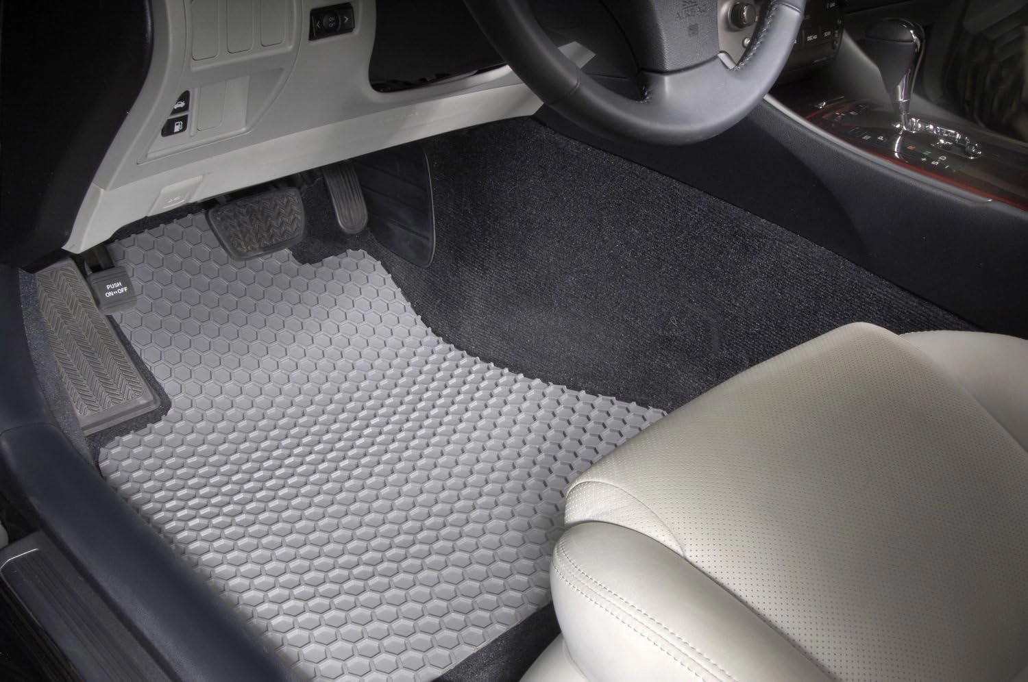 Intro-Tech TO-282F-RT-G Hexomat Front Row 2 pc. Custom Fit Auto Floor Mats for Select Toyota RAV-4 Models - Rubber-Like Compound, Gray
