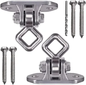 IOH Set of 2 Heavy Duty Swing Hangers Stainless Steel 304 antirust【2500 lb Capacity】 180° Silent Swing, Playground Porch Yoga Seat Trapeze, Hammock Chair, Hanging Kit, Swing Set Indoor Outdoor