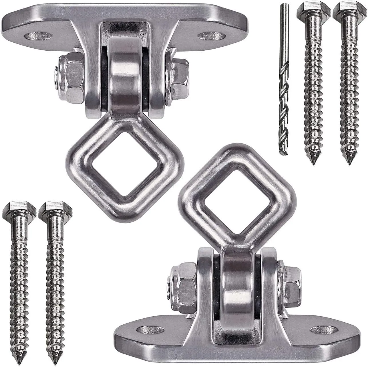 IOH Set of 2 Heavy Duty Swing Hangers Stainless Steel 304 antirust【2500 lb Capacity】 180° Silent Swing, Playground Porch Yoga Seat Trapeze, Hammock Chair, Hanging Kit, Swing Set Indoor Outdoor