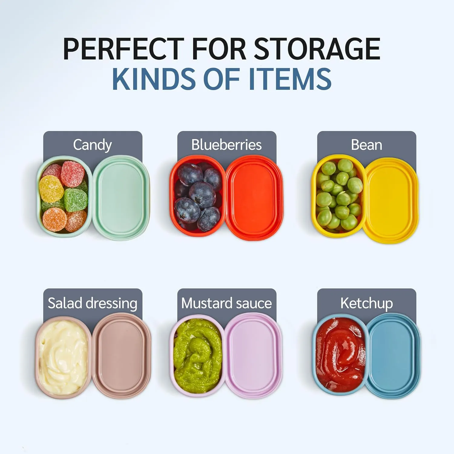 ISSEVE 12Pcs/Set Nesting Silicone Food Storage Containers with Lids, BPA Free Reusable Meal Prep Silicone Containers Airtight, Freezer Dishwasher Safe (33.8oz, 20oz, 10oz, 6.7oz, 1.3oz) (Blue)