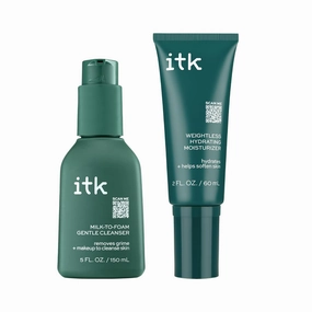 ITK Skincare Cleanser   Moisturizer Set - Milk-To-Foam Face Wash Cleanser   Weightless Hydrating Moisturizer for Smooth and Nourished Skin - Helps Remove Makeup   Hydrate Skin - Skincare Gift Set