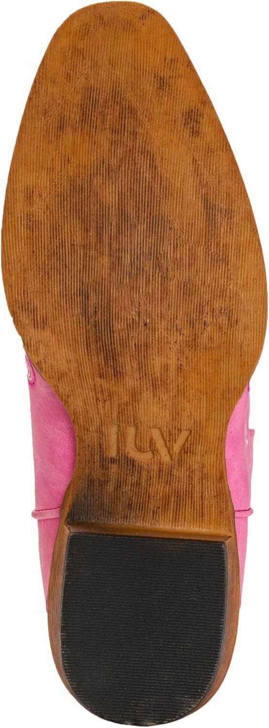 IUV Cowboy Boots For Women Mid Calf Cowgirl Boots Embroidered Pull-On Tabs Snip Toe Boot