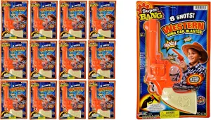 JA-RU Cap Gun Revolver Toy (6 Toy Guns) 8 Shot Ring-Caps Handgun. Fake Gun Toy Pistol for Kids. Halloween Costume & Western Movie Plastic Prop Gun. Shooter Game. 913-12p
