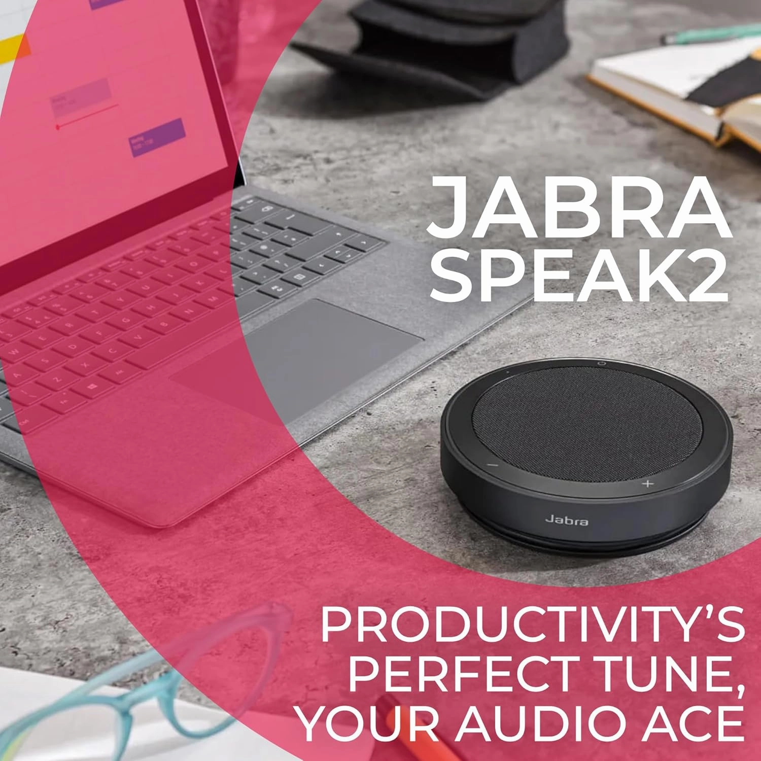 Jabra Speak2 75 UC Bluetooth Speakerphone with Global Teck Microfiber Cloth, Compatible with PC/Mac, Smartphone & Tablet - for Conferencing, Distance Learning, Remote Work, School, Streaming