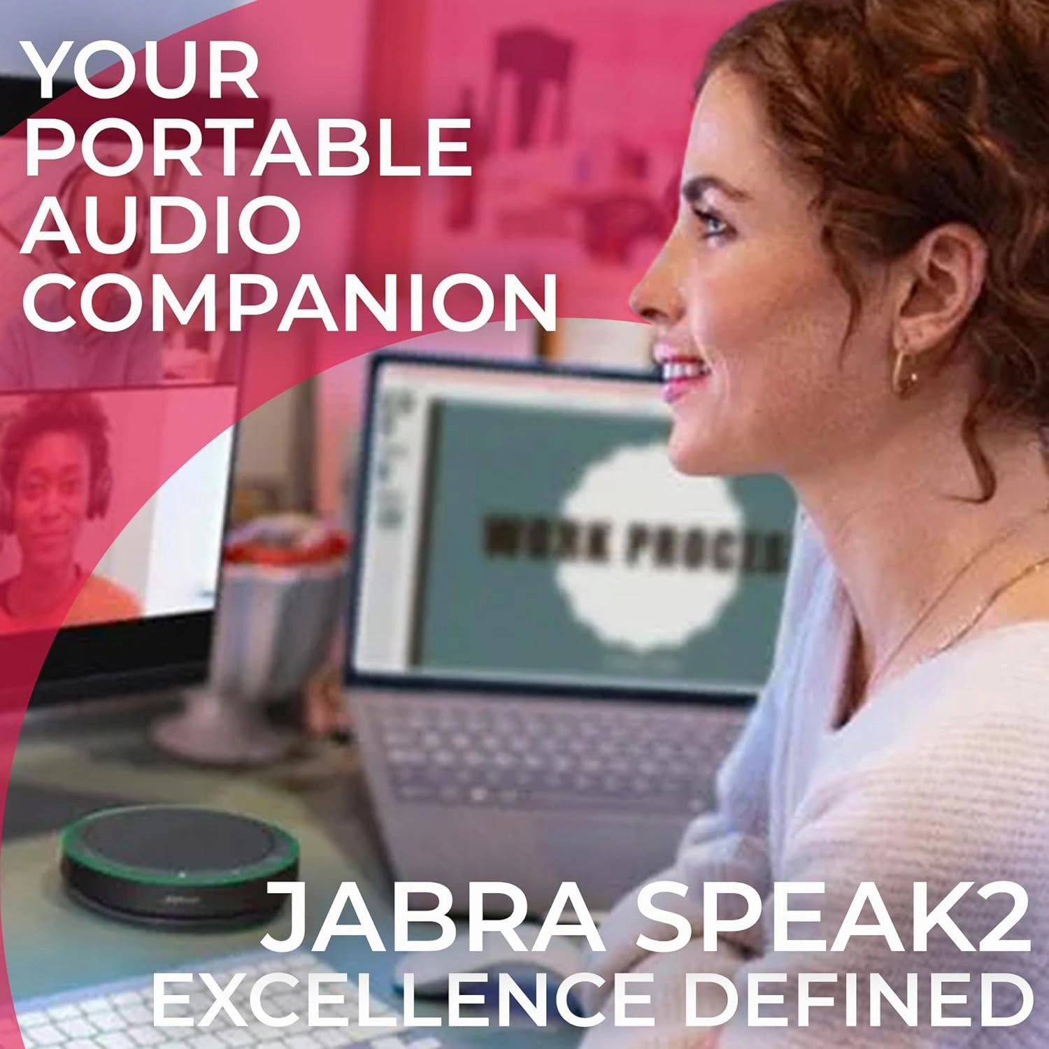 Jabra Speak2 75 UC Bluetooth Speakerphone with Global Teck Microfiber Cloth, Compatible with PC/Mac, Smartphone & Tablet - for Conferencing, Distance Learning, Remote Work, School, Streaming