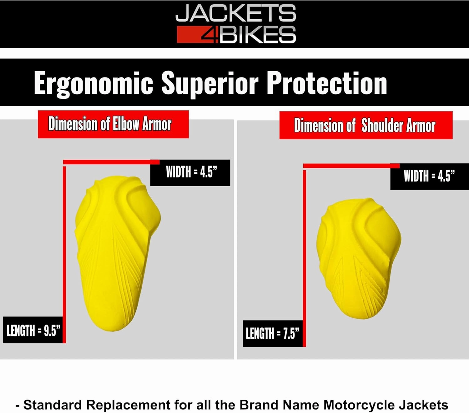 Jackets 4 Bikes CE Level 2 Back, Elbow and Shoulder Certified Armor Pads 5 PC Set, Motorcycle Armor Protector Inserts for Motorcycle Jackets Unisex