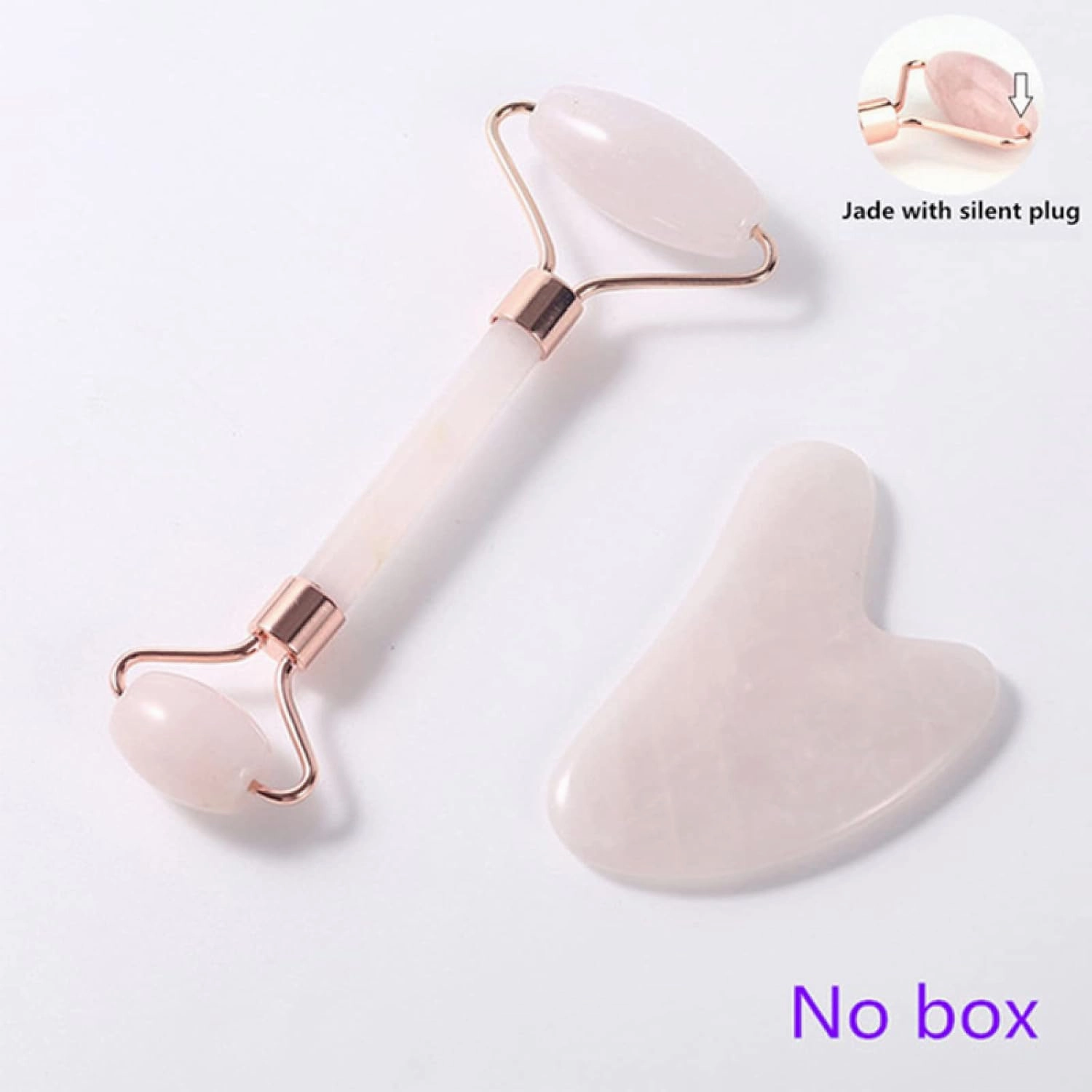 Jade Roller Natural Rose Quartz Gua Sha Set Facial Body Massager Roller Jade Stone Massage Set Face Massage Tools,Set 5