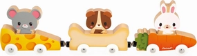 Janod Pets Wooden Animal Car Train Push and Go Playset - Ages 18 Months - 3 Years - J03315