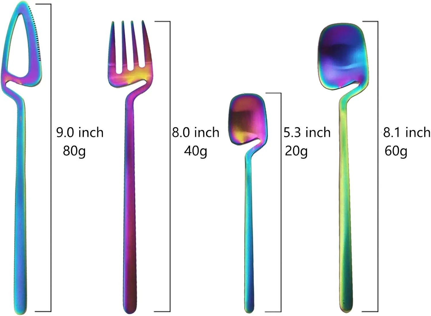 JASHII Silverware Set Satin Finish 24-Piece Stainless Steel Flatware Set Kitchen Utensil Set Service for 6 Tableware Cutlery Set Dishwasher Safe (Matte Rainbow)