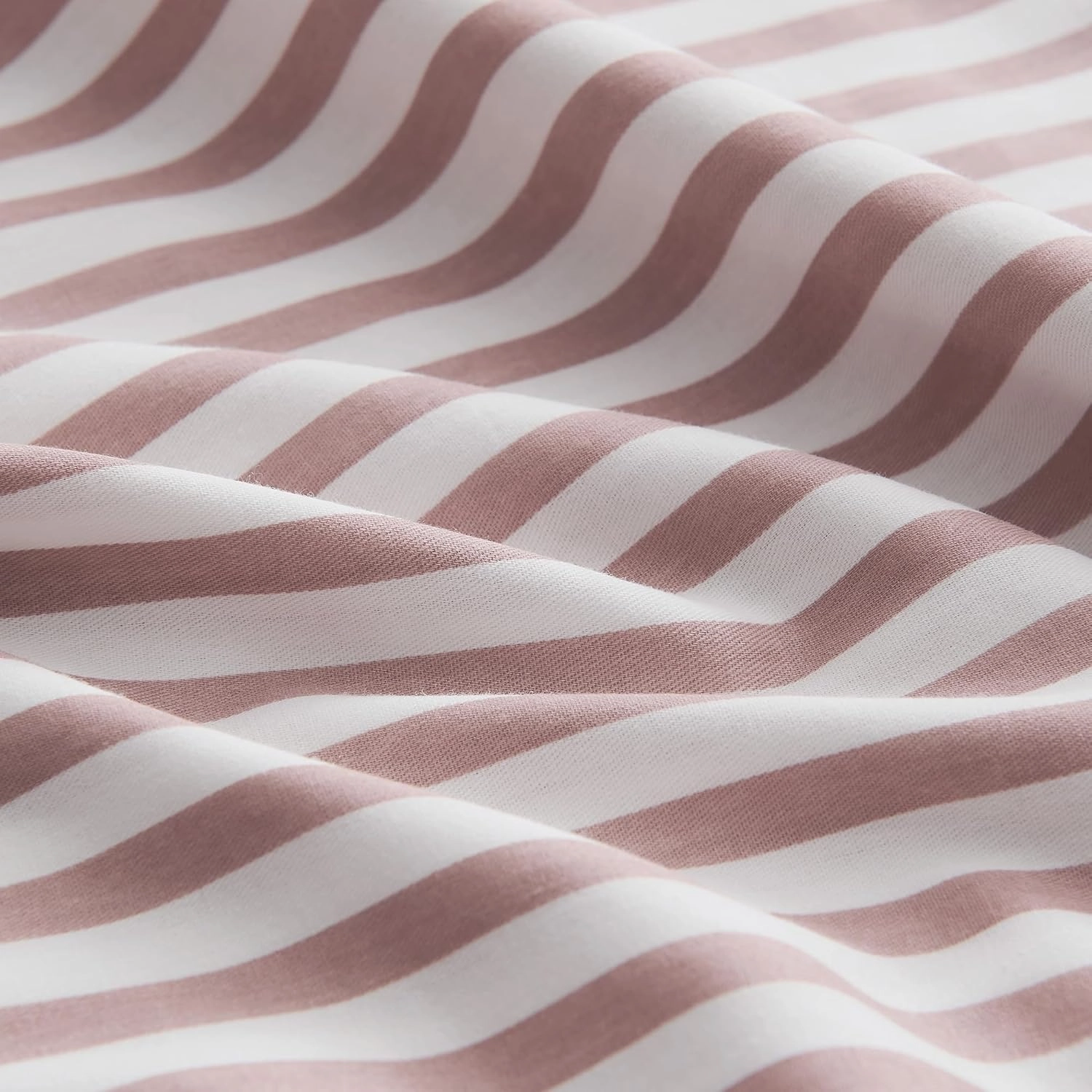 JELLYMONI 100% Natural Cotton Striped King Pillowcases Set, 2 Pack White and Pink Stripes Pattern Printed Pillow Covers with Envelope Closure(Pillows are not Included)