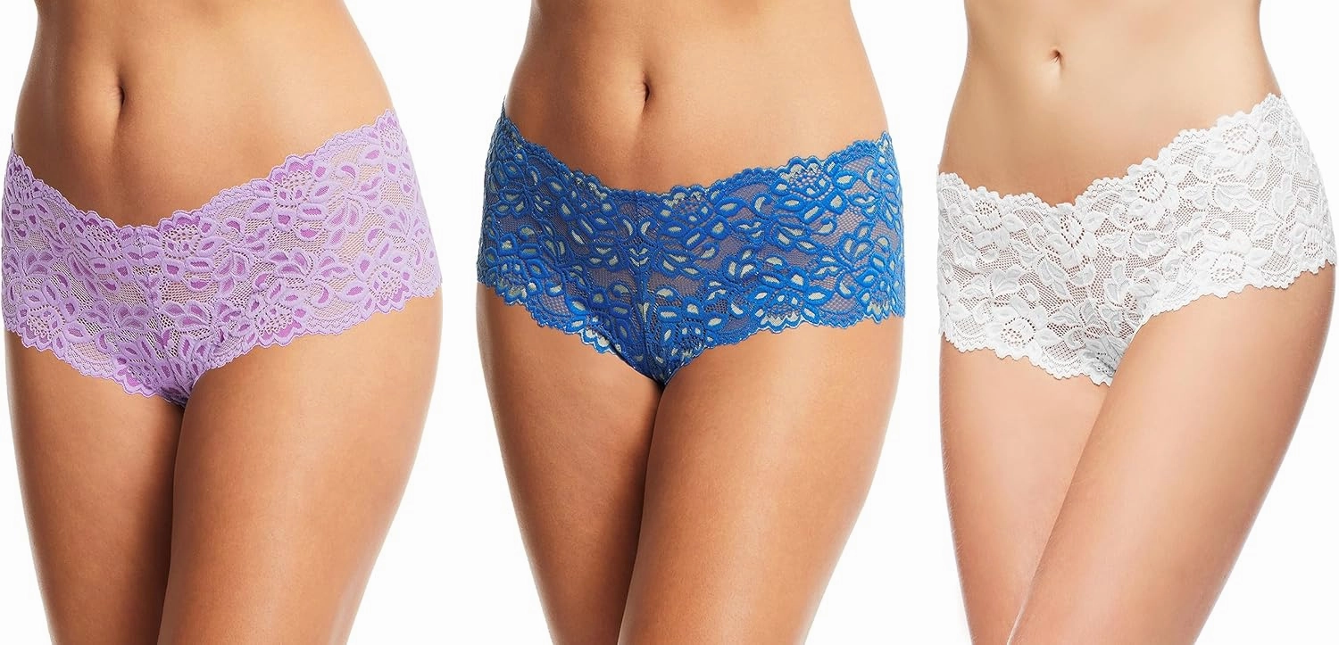 JENNY JEN Zoe 3-Pack Lace Hipster Underwear for Women, Cheeky Stretch Bikini Panties Set