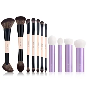 Jessup Makeup Brushes Set 7pcs Double Sided T600 Bundled with Face Kabuki Makeup Brushes Set T517