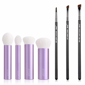 Jessup Face Kabuki Makeup Brushes Set T517 Bundled with Angled Eyeliner Brush Set T345