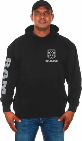 JH DESIGN GROUP Men’s Dodge Ram Classic Black Pullover Hoodie Sweatshirt (as1, alpha, 3x_l, regular, regular, Black)