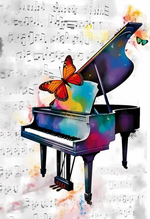 Jigsaw Puzzle 1000 Pieces for Adults Music Theme DIY & Kids, Graffiti Pop Piano Diamond Art 5D Diamond Dots Art Round Full Drill Gem Painting Embroidery Kits Gifts 29.5 x 20 in