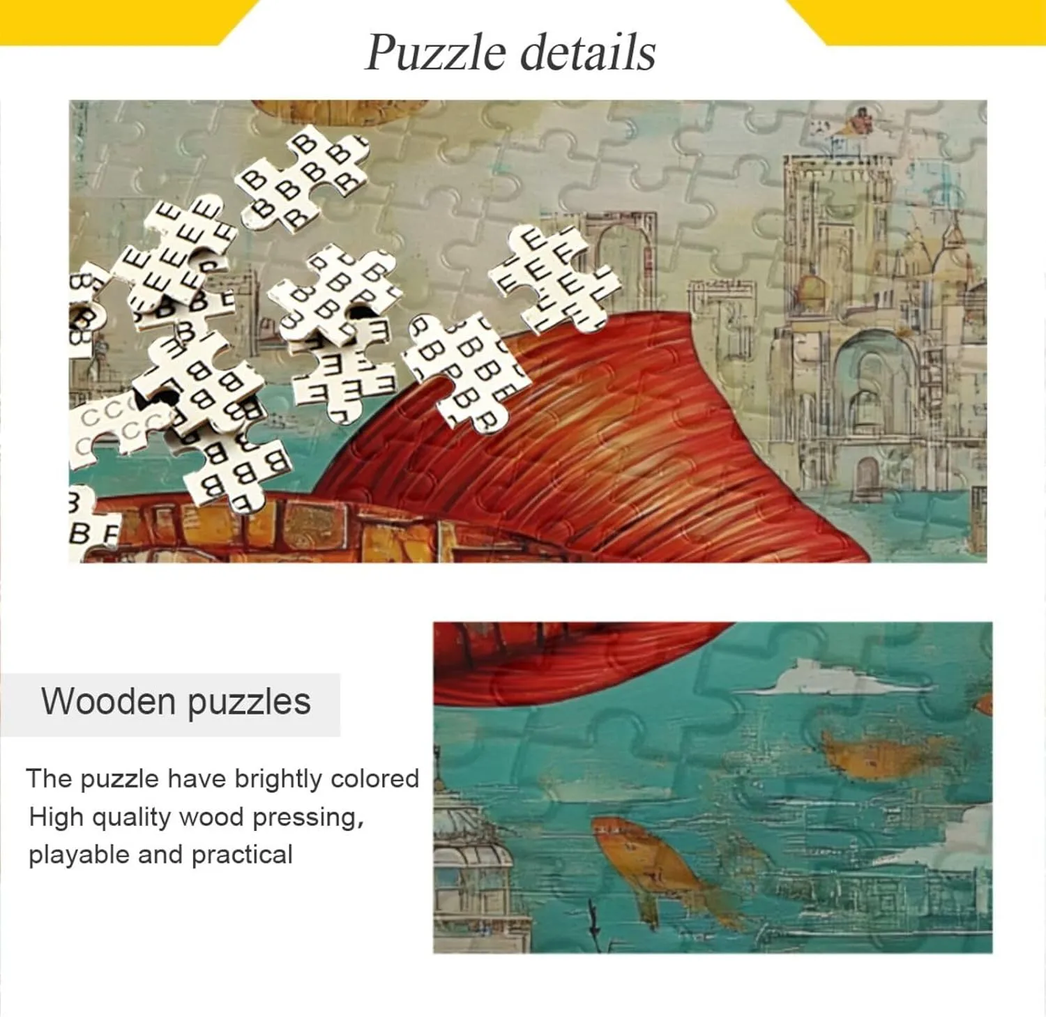Jigsaw Puzzle for Adults 500 Pieces, Art Woman Fish Abstract Challenging Puzzle for Party Entertainment, Family Games