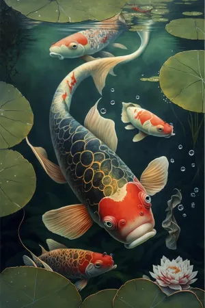 Jigsaw Puzzles for Adults 500 Pieces Lotus Koi Fish Puzzle-Adult Stress Relief Educational-Fun Family Game-Wall Art-Colorful Puzzles for Home Decoration 20.5 x 15 Inch