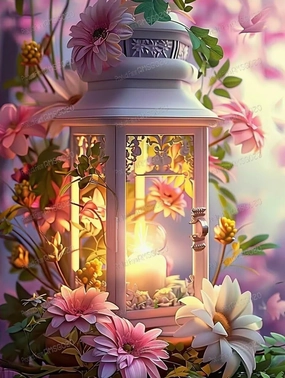Jigsaw Puzzles for Adults 500 Pieces Minimalist Canvas Wall Art Flower Lantern - Funky Trend Poster - College Dorm Decor Aesthetic - for Home Decor Room Decor Gifts Wooden Frame 20.5 x 15 Inch