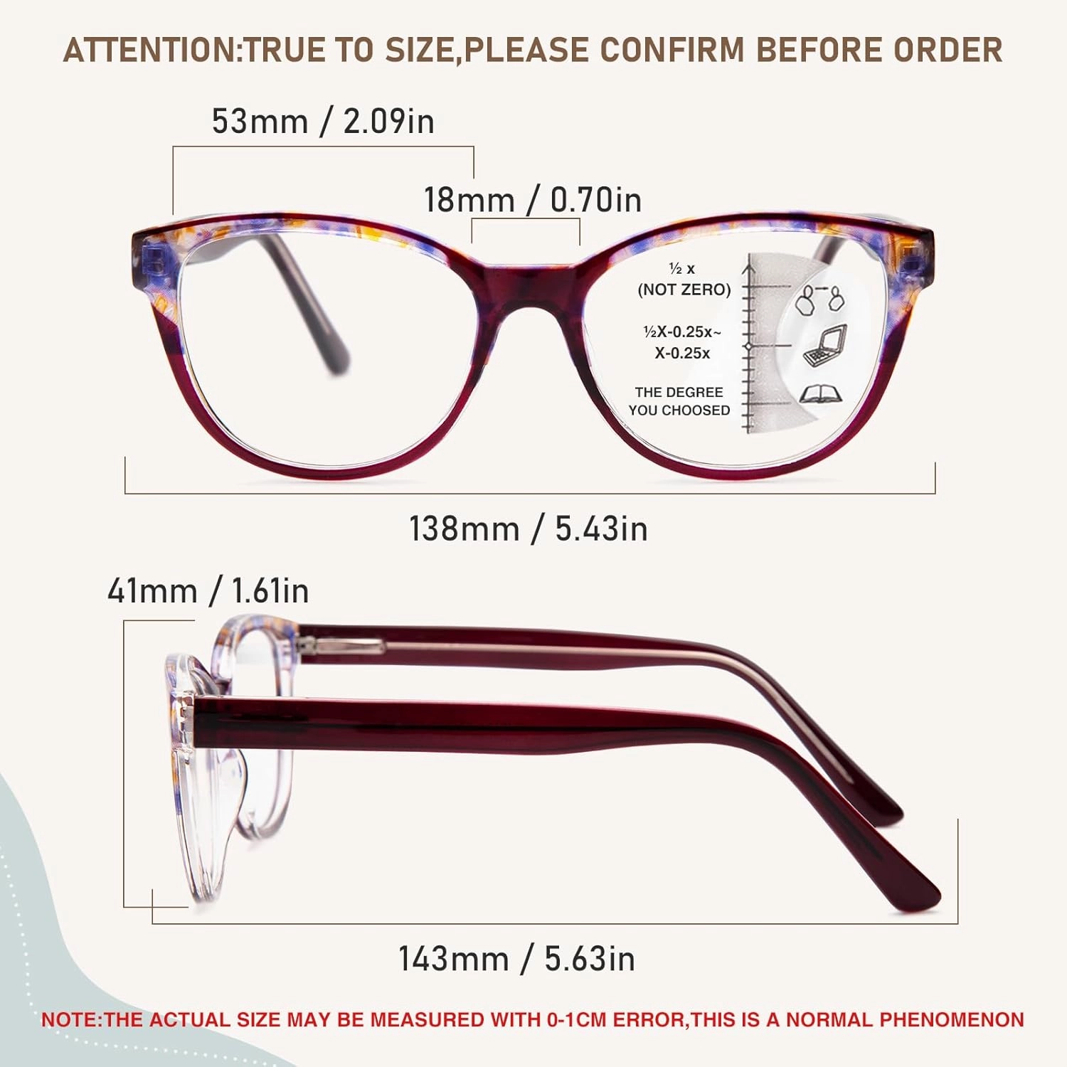 JO Progressive Multifocus Reading Glasses 2 Pack for Women Progressive Reader