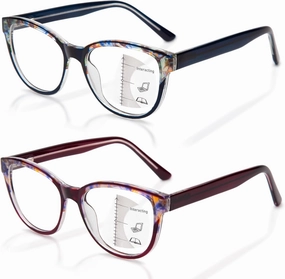 JO Progressive Multifocus Reading Glasses 2 Pack for Women Progressive Reader