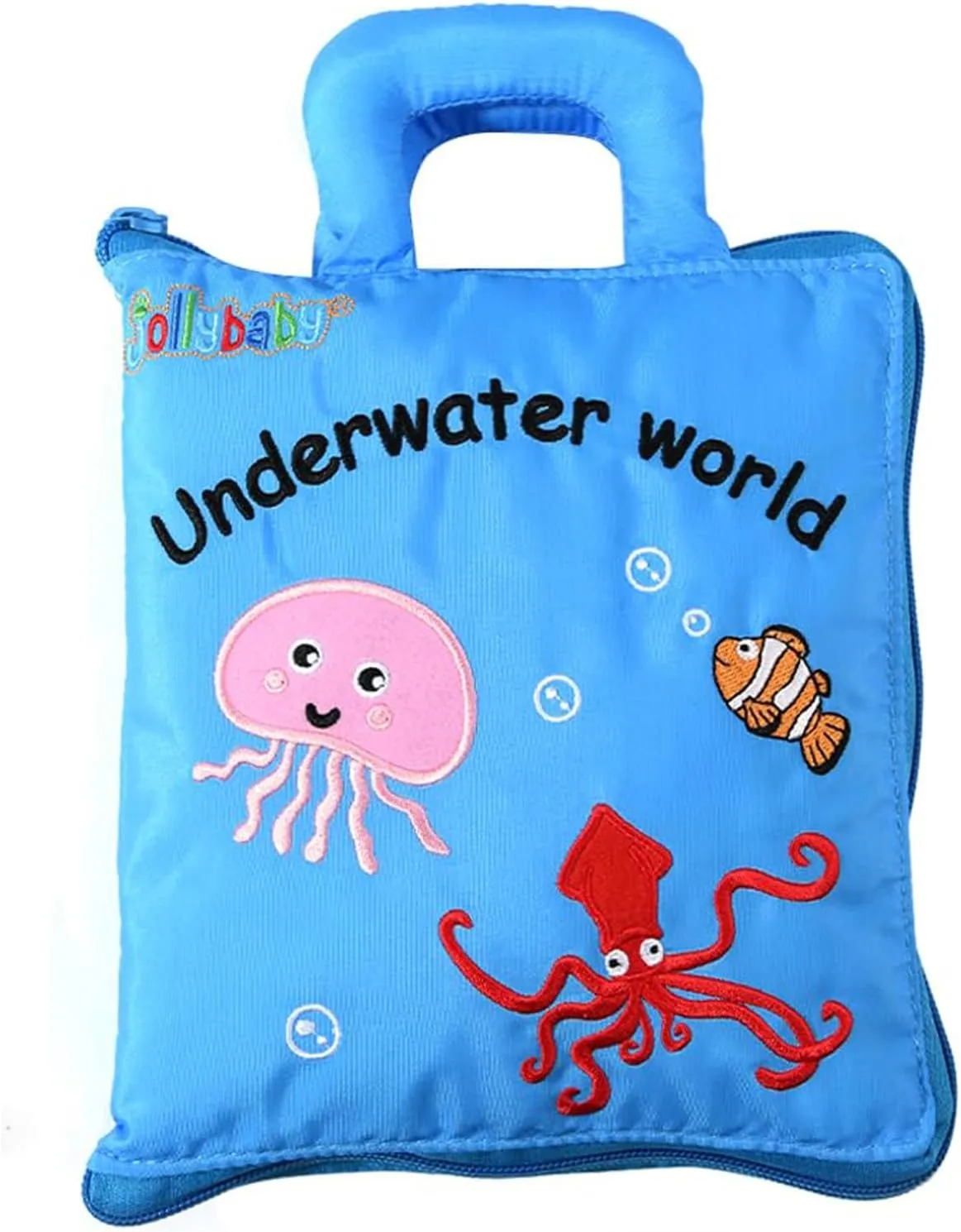 Jollybaby Quiet Book for Toddlers - Montessori Basic Skills Activity Toys - Preschool Learning Soft Travel Toy & Sensory Educational Busy Book for 1-3 Year Old Boys & Girls   Zipper Bag(Wathet)