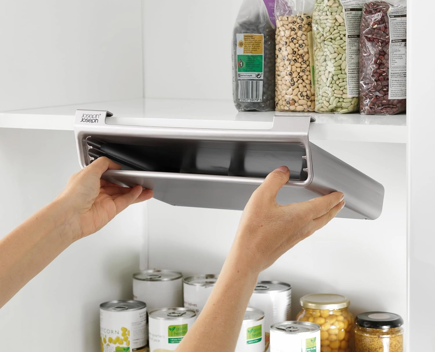 Joseph Joseph Folio Slim 3-piece Under-shelf Kitchen Cutting Board Set, Cupboard storage, fits shelves up to 0.8" thick, Large (14.2" wide)