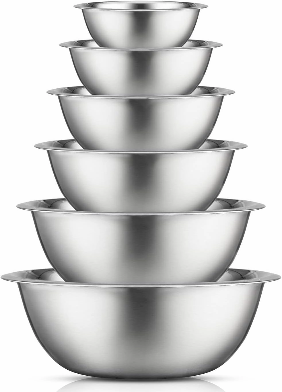JoyJolt Stainless Steel Mixing Bowl Set - 6 Piece Nesting Bowls, 5qt to 0.5qt, Ideal for Kitchen, Cooking, Baking and Storage