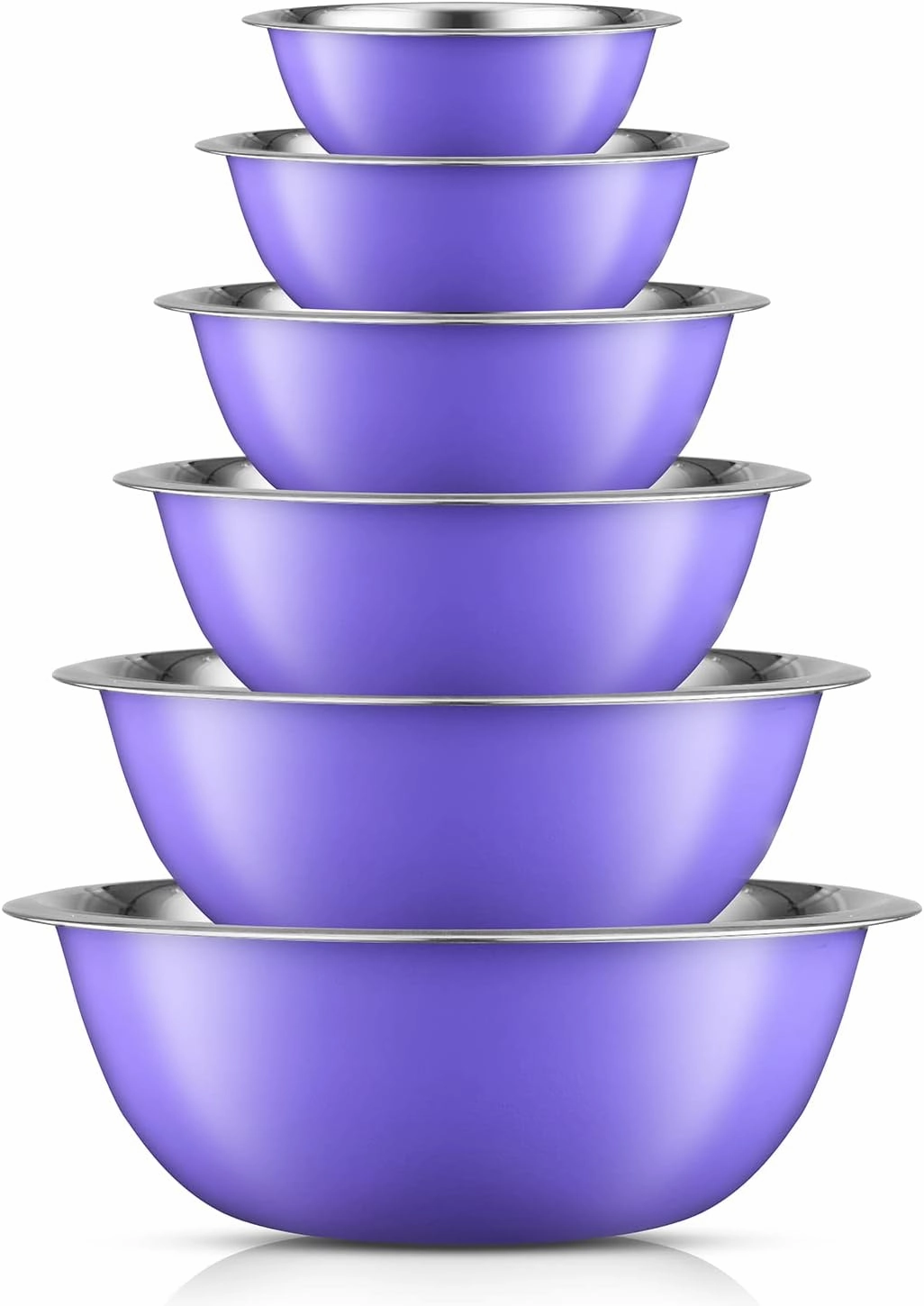 JoyJolt Stainless Steel Mixing Bowl Set of 6-5qt to 0.5qt Nesting Bowls for Dough, Batter & Baking