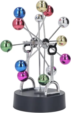 JTLB Colorful Electric Magnetic Rotating Ferris Wheel, Perpetual Motion Desk Toy with Metal Balls, Fun and Decorative for Office or Home