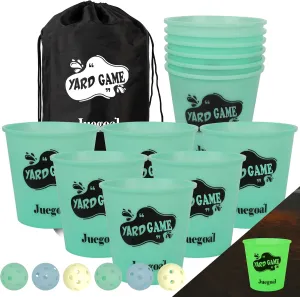 Juegoal Outdoor Toss Game Glow in Dark with Noctilucent 12 Buckets & 6 Balls, Throwing Game for Beach, Camping, Lawn and Backyard