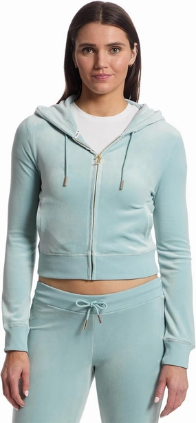 Juicy Couture Women's Solid Classic Juicy Hoodie with Back Bling