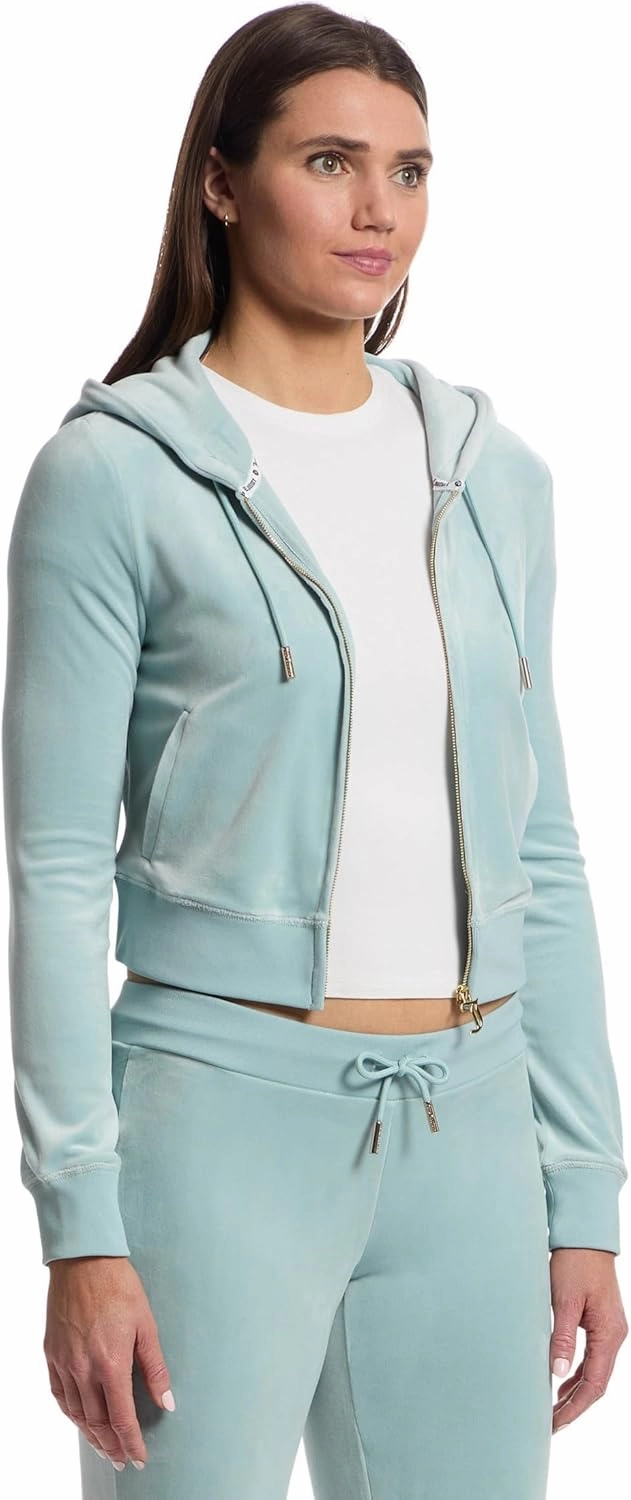 Juicy Couture Women's Solid Classic Juicy Hoodie with Back Bling