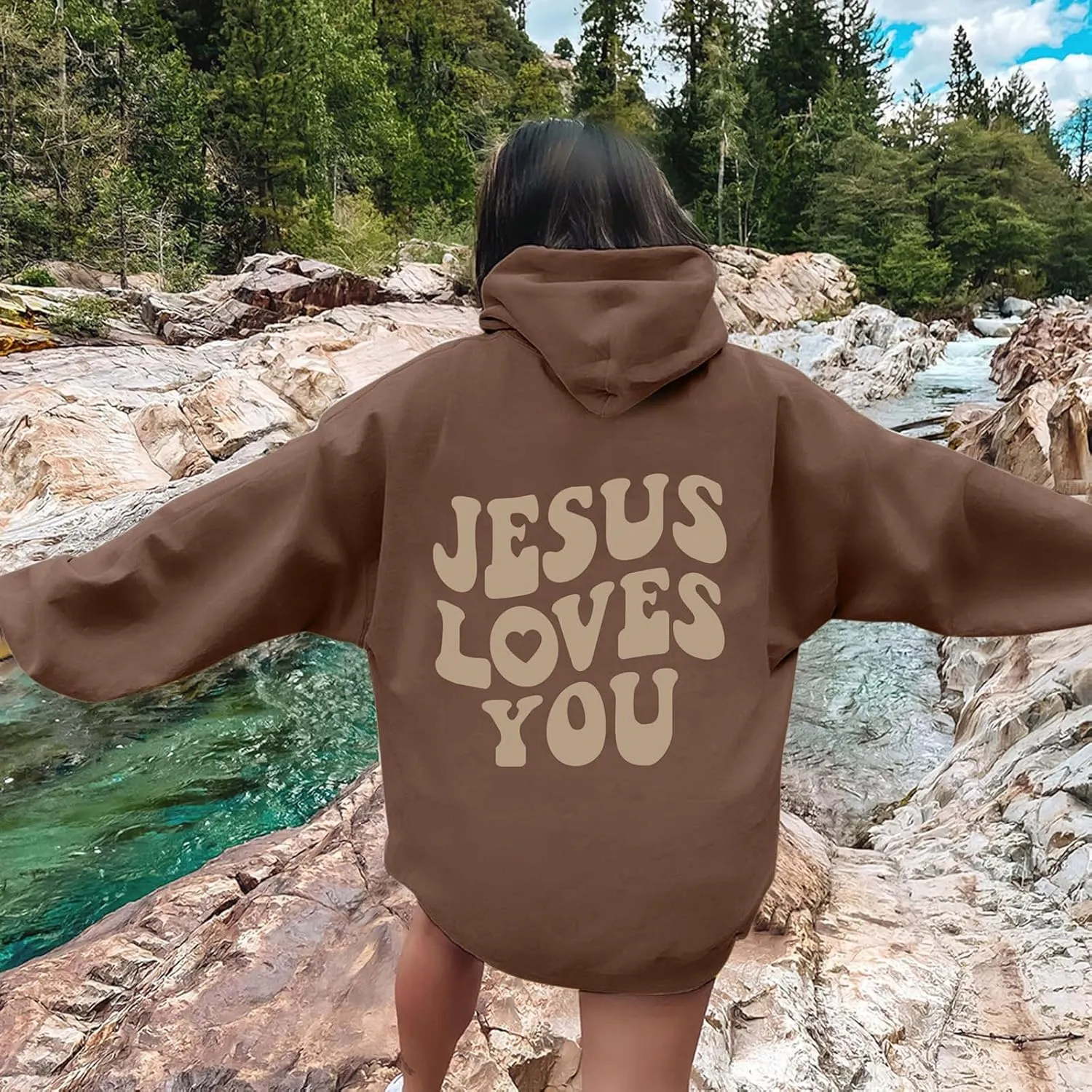 Juses Loves You Sweatshirt Faith Can Move Mountains Christian Sweatshirt for Women with Hood Jesus Is King Christ