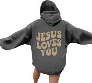 Juses Loves You Sweatshirt Faith Can Move Mountains Christian Sweatshirt for Women with Hood Jesus Is King Christ
