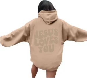 Juses Loves You Sweatshirt Faith Can Move Mountains Christian Sweatshirt for Women with Hood Jesus Is King Christ